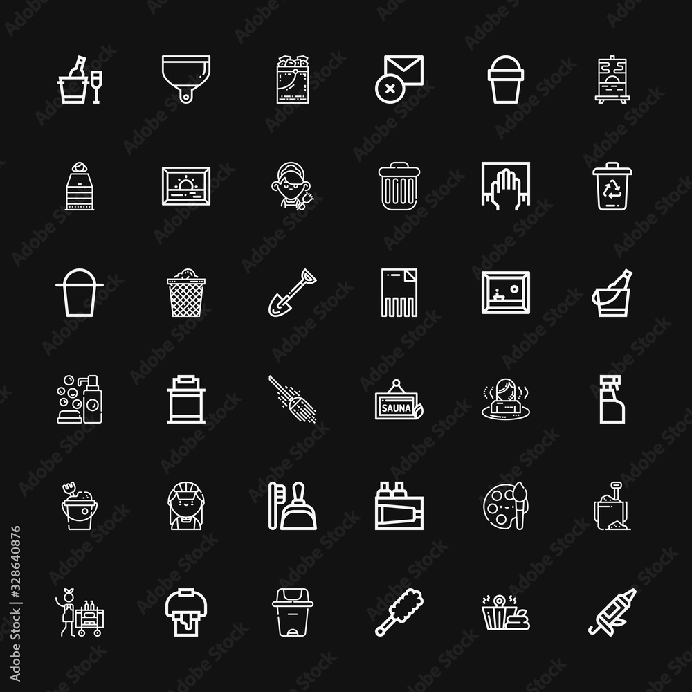 Editable 36 bucket icons for web and mobile