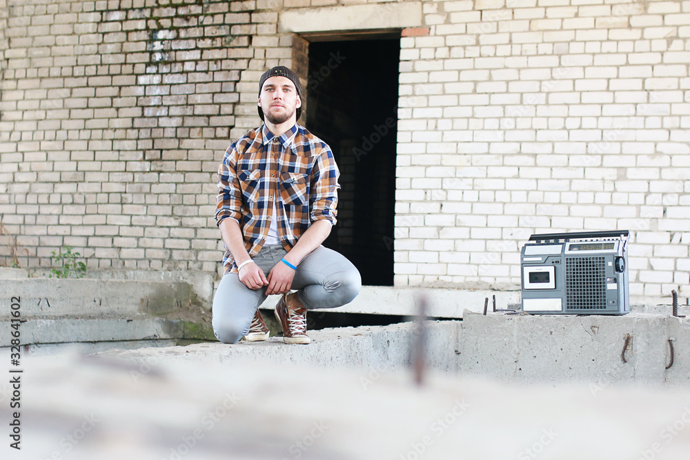 Fototapeta premium A young man with a bearded