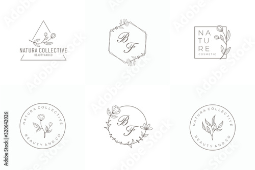 feminime logo template.hand drawn style.vector illustration