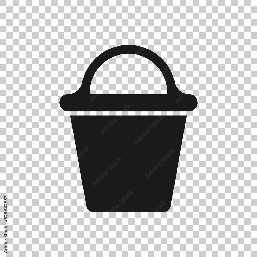 Bucket icon in flat style. Garbage pot vector illustration on white isolated background. Pail business concept. Bucket icon in flat style. Garbage pot vector illustration on white isolated background. Pail business concept.