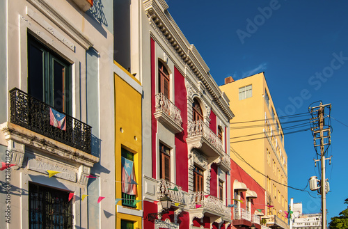 Colorful architecture in Old San Juan  Puerto Rico.