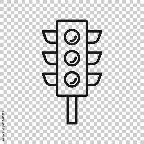 Semaphore icon in flat style. Traffic light vector illustration on white isolated background. Crossroads business concept.