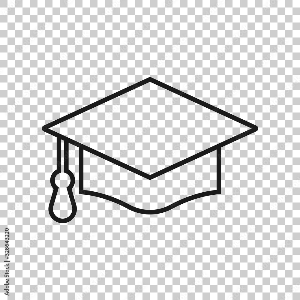 Graduation hat icon in flat style. Student cap vector illustration on white isolated background. University business concept. Graduation hat icon in flat style. Student cap vector illustration on white isolated background. University business concept.