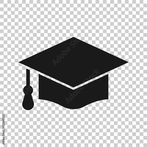 Graduation hat icon in flat style. Student cap vector illustration on white isolated background. University business concept.