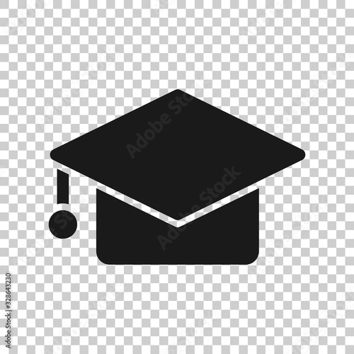 Graduation hat icon in flat style. Student cap vector illustration on white isolated background. University business concept.