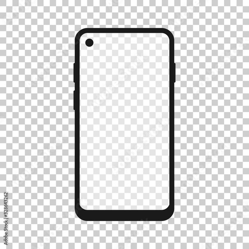 Smartphone blank screen icon in flat style. Mobile phone vector illustration on white isolated background. Telephone business concept.