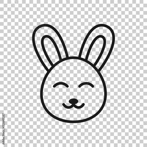 Rabbit icon in flat style. Bunny vector illustration on white isolated background. Happy easter business concept.