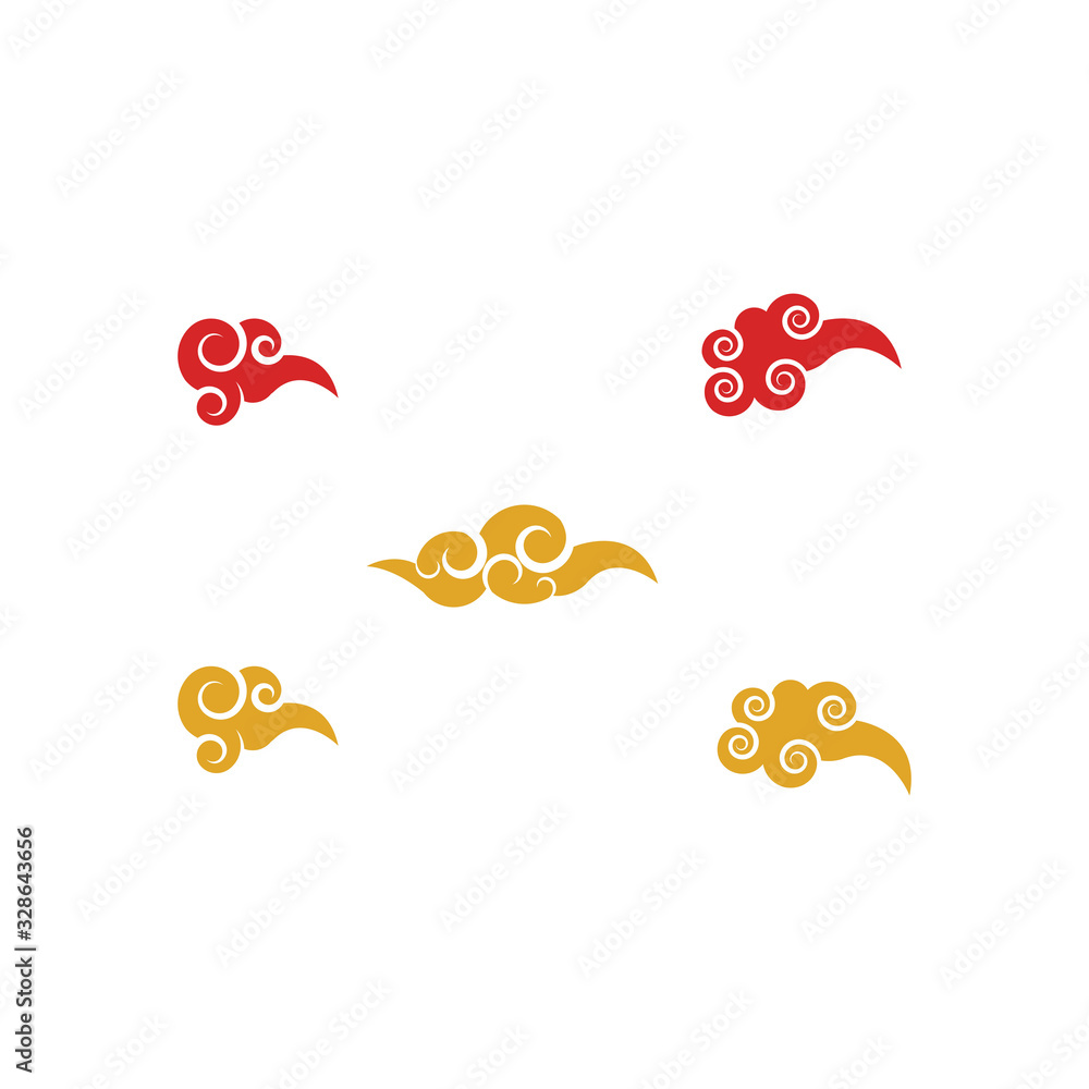 Set Chinese clouds Logo Template vector Set Chinese clouds Logo Template vector