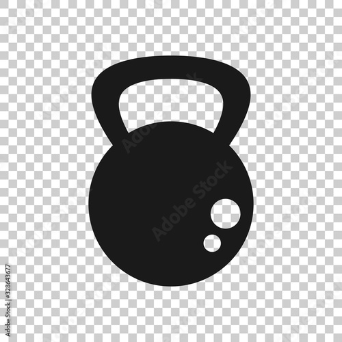 Kettlebell icon in flat style. Barbell sport equipment vector illustration on white isolated background. Dumbbell business concept.