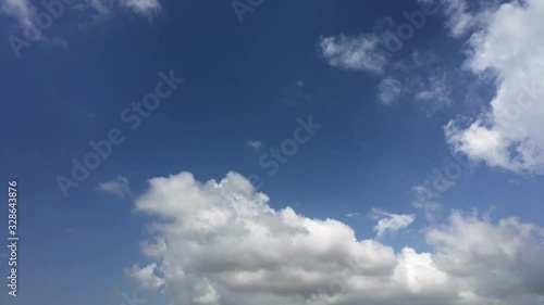 Time lapse blue sky white clouds,The sky and clouds moving in the hot summer sun