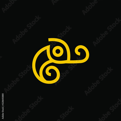 gold black chameleon logo icon design vector illustration
