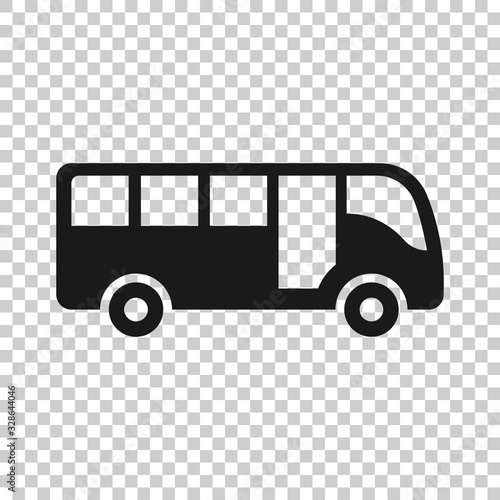 Bus icon in flat style. Coach vector illustration on white isolated background. Autobus vehicle business concept.