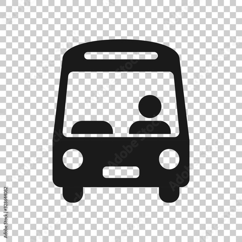 Bus icon in flat style. Coach vector illustration on white isolated background. Autobus vehicle business concept.