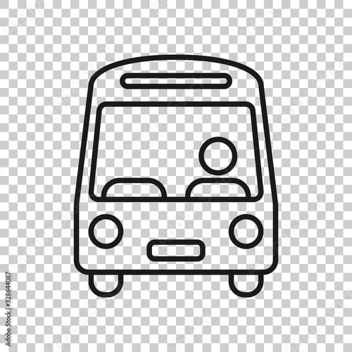 Bus icon in flat style. Coach vector illustration on white isolated background. Autobus vehicle business concept.