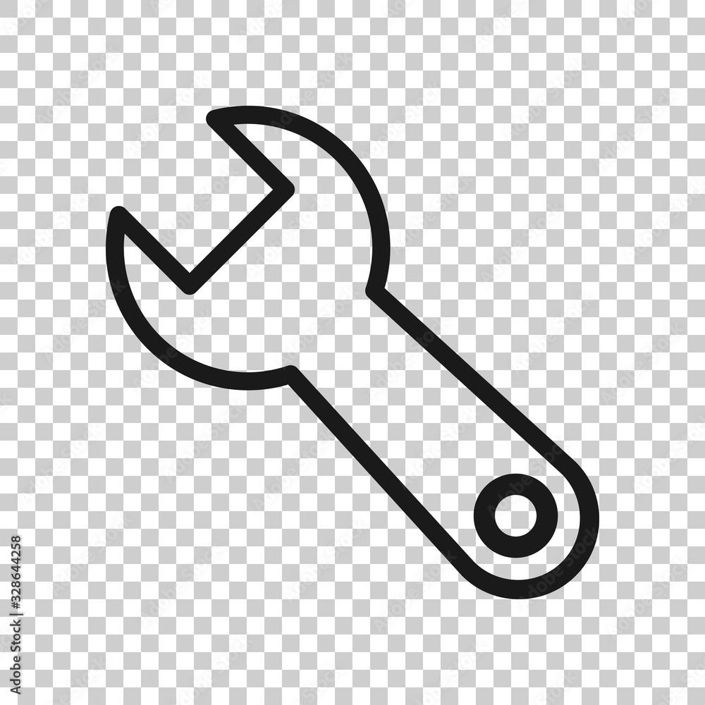 Wrench icon in flat style. Spanner key vector illustration on white isolated background. Repair equipment business concept. Wrench icon in flat style. Spanner key vector illustration on white isolated background. Repair equipment business concept.