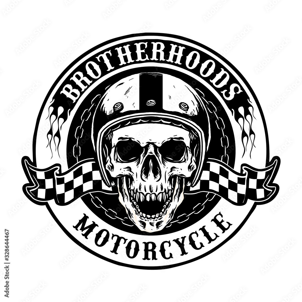 Obraz premium czaszka z odznaki wektor retro kask motocyklowy