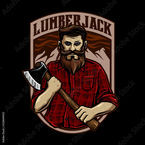 vector of lumberjack man with axe illustration