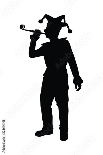 Joker with balloons silhouette vector