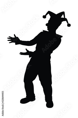 Joker with balloons silhouette vector