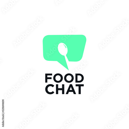 chat logo with food vector illustration designs 