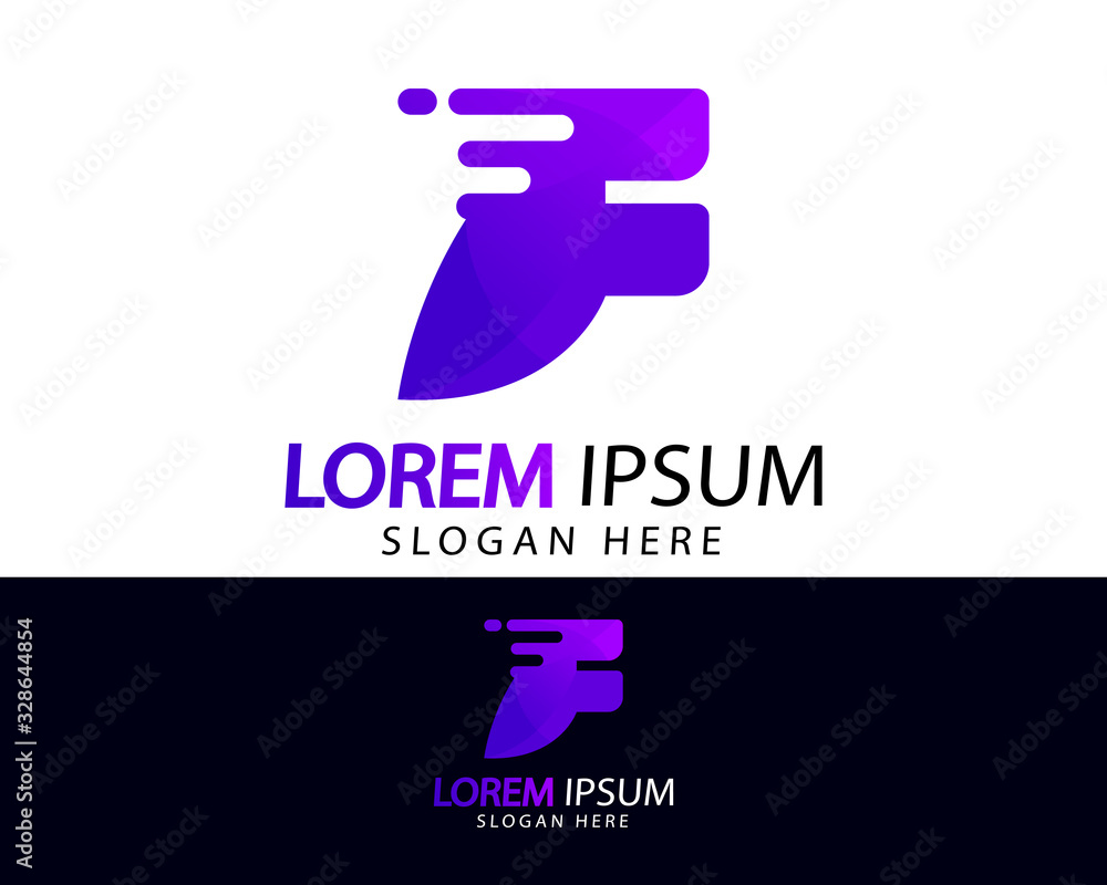 Creative letter F fast logo design. Vector template Creative letter F fast logo design. Vector template