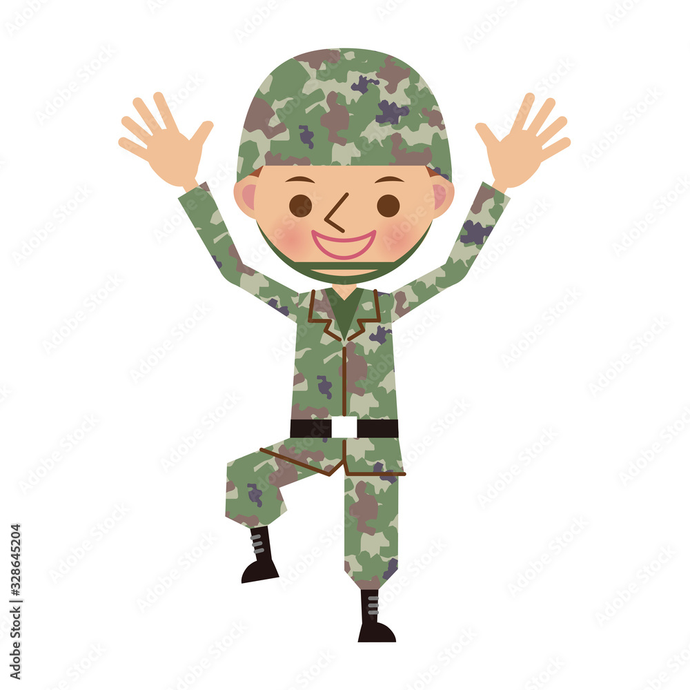 バンザイをする自衛官・軍人 バンザイをする自衛官・軍人