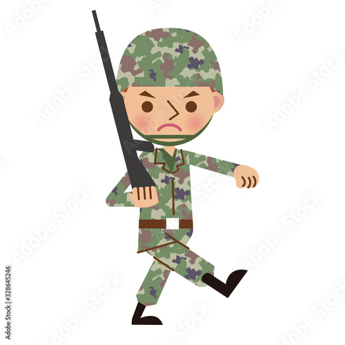 銃を担いで行進する自衛官・軍人