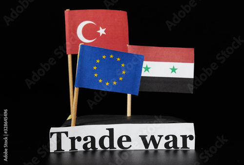 Immigration crisis between Europe union Syria, Turkey. Trade war. Peacekeeping at freezing point. Clash of two cultures. Christianity and Islam.