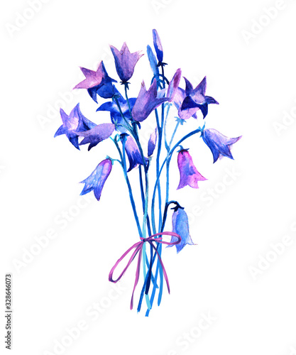 Watercolor boquet with wild flower. Summer colorfull illustration