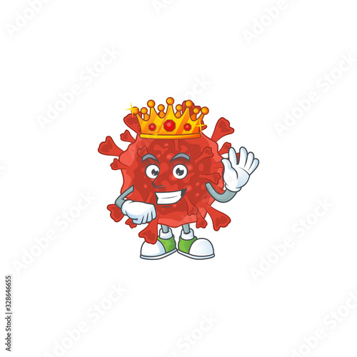 A Charismatic King of red corona virus cartoon character design