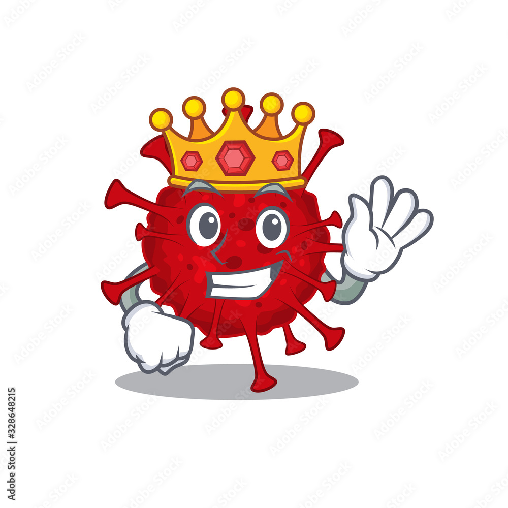 The Royal King of betacoronavirus cartoon character design with crown The Royal King of betacoronavirus cartoon character design with crown