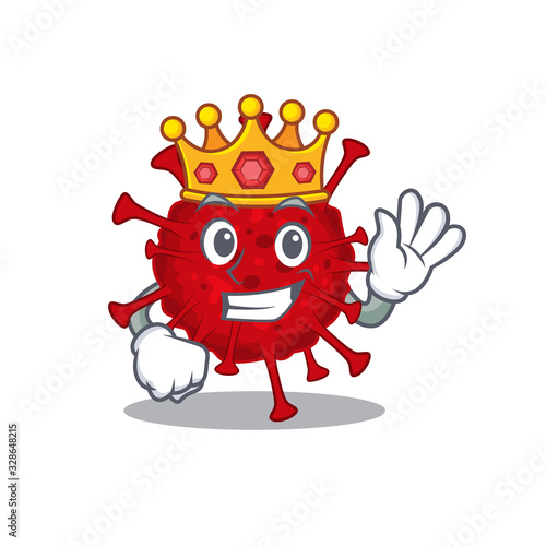 The Royal King of betacoronavirus cartoon character design with crown © kongvector