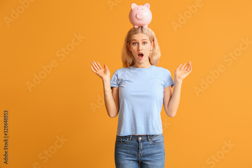 Surprised young woman with ...
