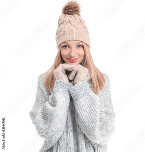 Young woman in warm sweater...