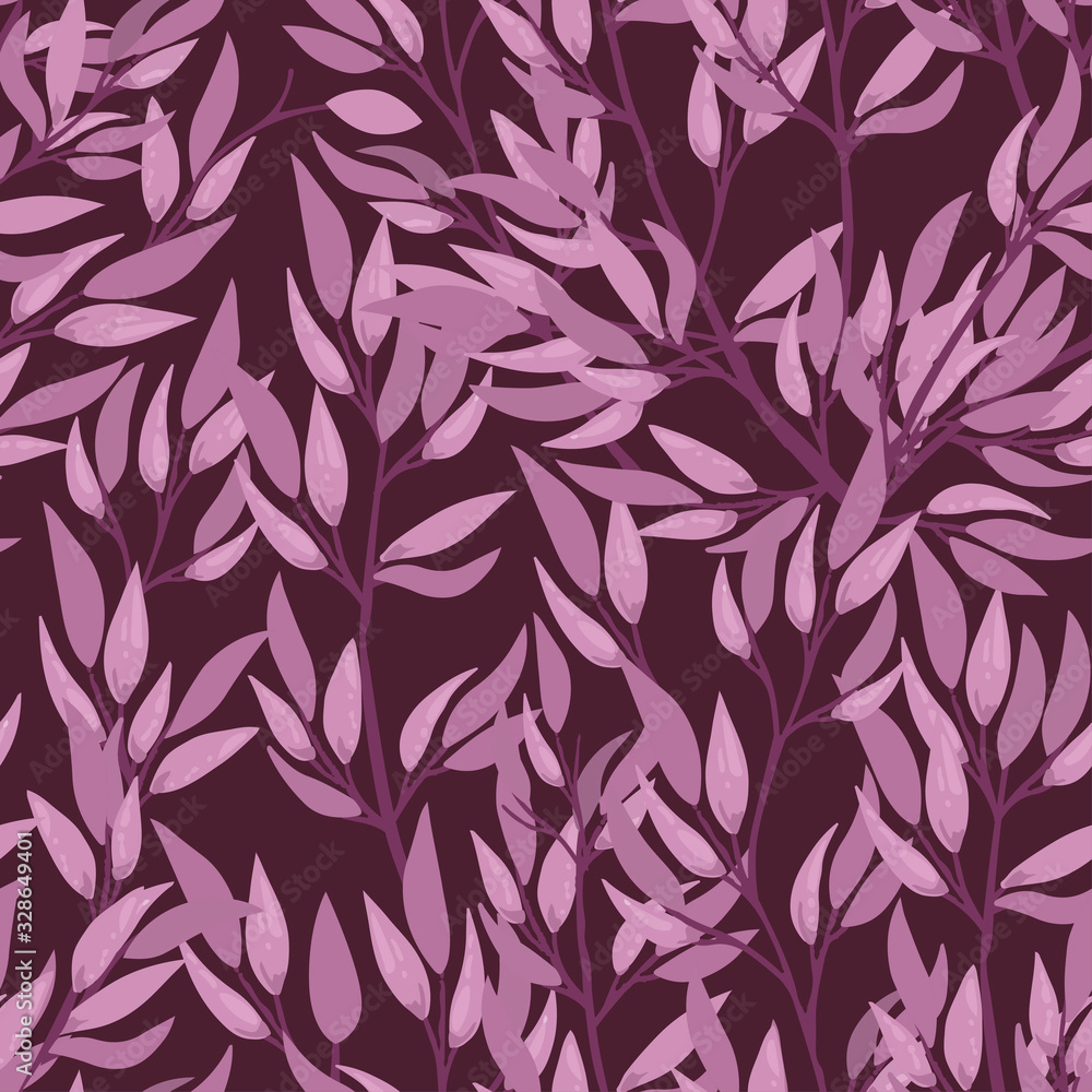 Seamless pattern hand drawn tree branches with leaves botanical flowers floral hand drawn scandinavian style art design element flat vector illustration Seamless pattern hand drawn tree branches with leaves botanical flowers floral hand drawn scandinavian style art design element flat vector illustration
