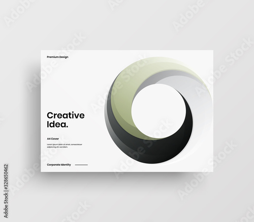 Creative business presentation vector A4 horizontal orientation front page mock up. Modern corporate report cover abstract geometric illustration design layout. Company identity brochure template.