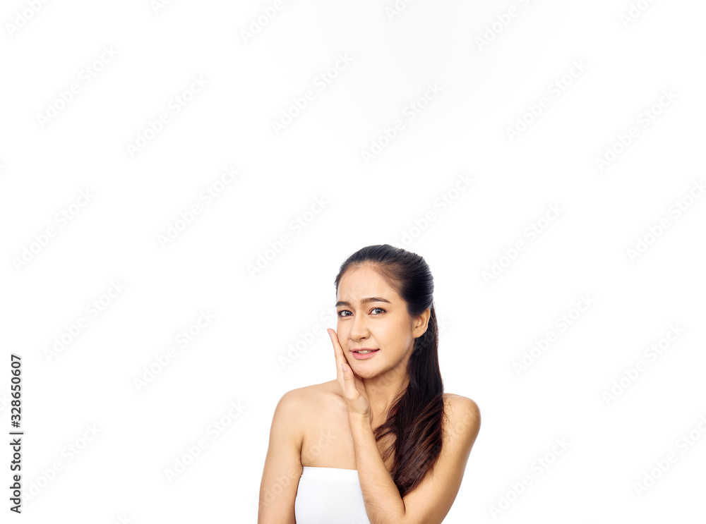 Beautiful young asian woman face with clean skin Beautiful young asian woman face with clean skin