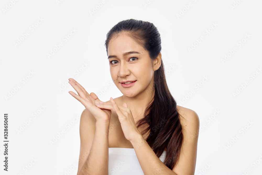 Beautiful young asian woman face with clean skin Beautiful young asian woman face with clean skin