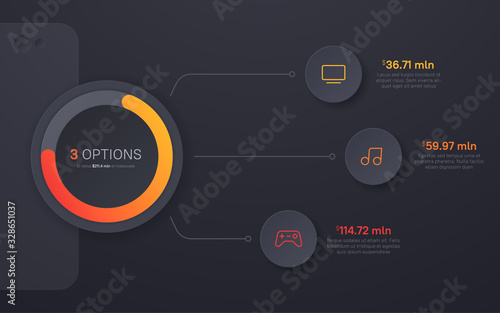 Vector presentation infographic structure chart design. Three options