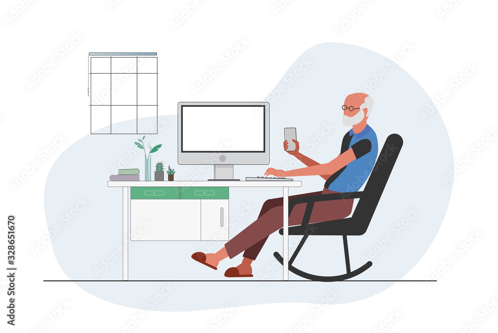 elderly activity grandfather smartphone vector illustrator. elderly activity grandfather smartphone vector illustrator.