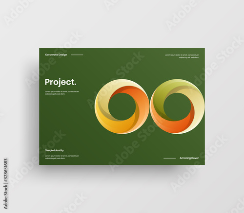 Creative business presentation vector A4 horizontal orientation front page mock up. Modern corporate report cover abstract geometric illustration design layout. Company identity brochure template.