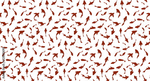 Koi fishes swimming, seamless vector pattern