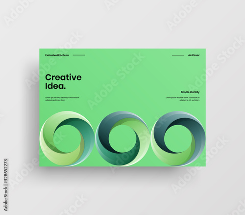 Creative business presentation vector A4 horizontal orientation front page mock up. Modern corporate report cover abstract geometric illustration design layout. Company identity brochure template.