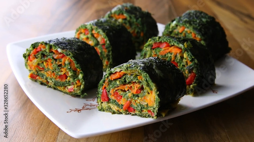 Vegetable roullete on desk