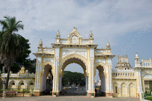 One of the entrance gate of the Mysore Palace, is a historical palace and a royal residence, Mysore, Karnataka, India