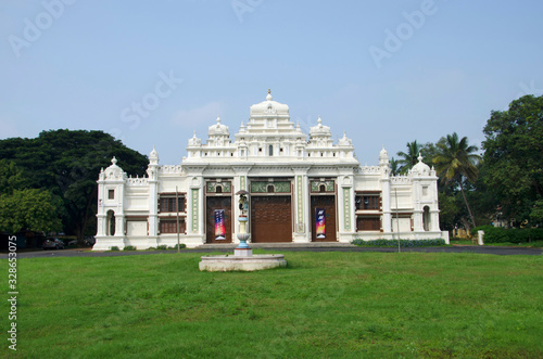 Jaganmohan Palace, its construction was completed in 1861 and was initially used by the Wodeyars, kings of Mysore as their home, Mysore, Karnataka, India photo