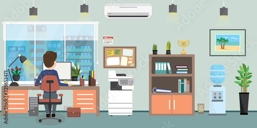 Businessman or office worker on Workplace in Modern office or cabinet