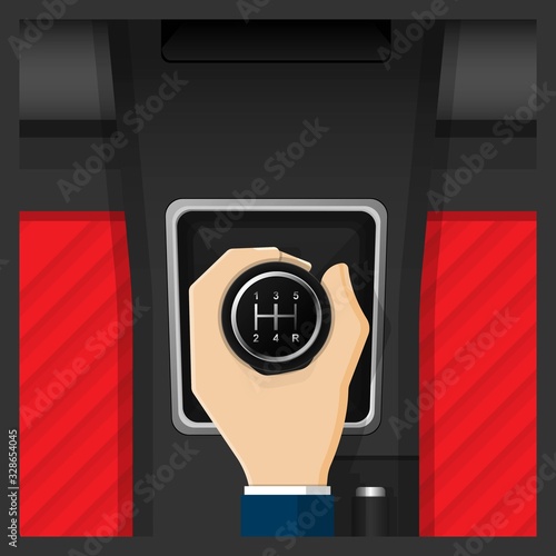 Car Vehicle Manual Transmission Driving Change Gear by Clutch Gear Stick Shift Selector