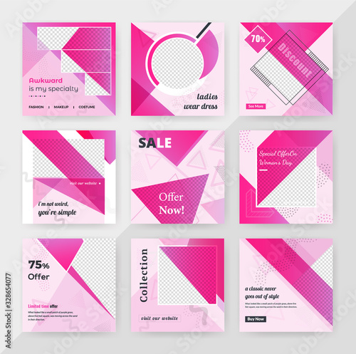 09 Slides abstract Unique Editable modern Social Media banner Template.Anyone can use This Design Easily.Promotional web banner for social media. Elegant sale and discount promo.