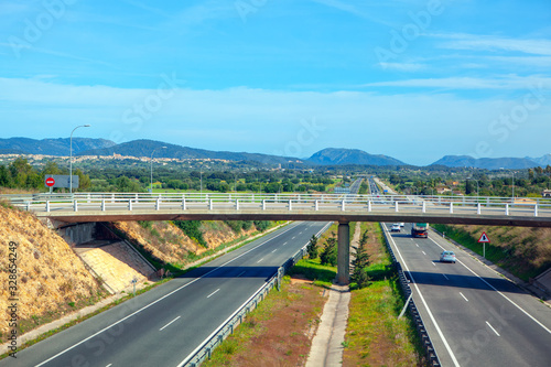 Traffic at highway of Mallorca island